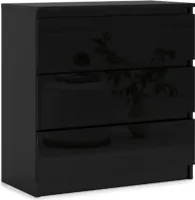 Komoda z 3 szufladami w kolorze czarnym matowym / czarnym na wysoki połysk - 70 x 78 x 39 cm (szer./wys./gł.)