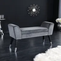 Design Sitzbank SCARLETT 90cm grau silber Samt