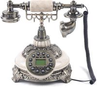 Retro Festnetztelefon Vintage Telefon Haustelefon FSK/DTMF Weiß + Helles Kupfer