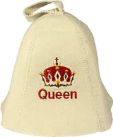 Saunahut mit Stickerei QUEEN aus Filz (Filzkappe, Saunamütze)