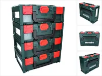 Metabo metaBOX 145 Set 4x System Werkzeug Koffer Stapelbar 396 x 296 x 145 mm - ohne Einlage