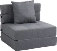 HOMCOM Schlafsessel klappbar, Schlafsofa, 2-in-1 Klappsessel mit Bettfunktion, Relaxsessel mit Kissen, Gästebett für Wohnzimmer, Schlafzimmer, bis 100 kg Belastbar, Dunkelgrau