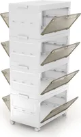 COSTWAY 168 L Kunststoff-Aufbewahrungsboxen, stapelbare Aufbewahrungsboxen mit Deckel, zusammenklappbarer Kleiderschrank-Organizer 4er-Pack