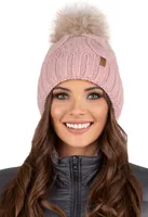 Vivisence Strickmütze Damen - Bommelmütze Für Frauen Kopfbedeckung für Winter Herbst - Mütze mit bommel Warme wintermütze Dick Gemütlich - Rosa