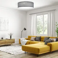 Navaris LED Deckenleuchte 40cm - Dimmbar Farbtemperaturwechsel Fernbedienung - 22W Stoff Hellgrau Sternenhimmel - Wohnzimmer Lampe Schlafzimmer