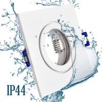 10x MAXKOMFORT Einbaustrahler Bad IP44 mit GU10 Fassung Eckig weiß Einbauspot Einbauleuchte Rahmen Rostfrei Deckenspot Strahler Spot 5102-WH