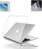 Gummierte Harte Schutzhülle Hülle für Apple MacBook Air 13 Zoll (Modell A1932 2018.11 Freigabe) + TPU Tastaturschutz + Schutzfolie- Kristall Klar