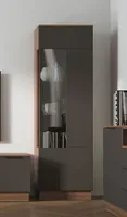 Standvitrine Vitrine Glasvitrine Wohnzimmer Türanschlag rechts 60cm walnuss anthrazit