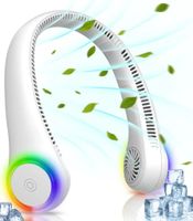 4000mAh Tragbar Nackenventilator 360° Hals Ventilator USB Halsventilator,Wiederaufladbare Ventilator,3 Geschwindigkeiten,LED-Licht (weiß)
