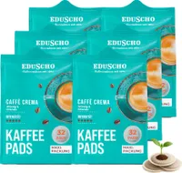 Eduscho Kaffeepads Vorratspack Maxi Packung, Caffè Crema, 192 Pads – 6 x 32 Pads, würzig, intensiv, für alle Pad Maschinen, industriell kompostierbar