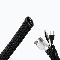 Intirilife Kabelschlauch selbstschließend gewebt in Schwarz - 8 - 24 mm - Länge 3 Meter - Flexibler Kabelkanal zuschneidbare Kabelhülle für Kabelmanagement Kabelmantel