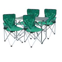 5-tlg Tisch mit Tragegriff und Campingstuhl mit Tasche Grün Campingmöbel Set 