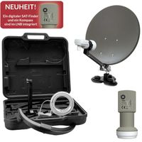 XORO MCA 38 Camping Sat-Anlage Set 38cm Satelliten-Antenne, LNB mit SAT-Finder, 10m Kabel, Koffer