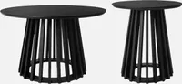 sweeek - 2er-Set Couchtische aus Holzdekor und Tannenholz, Ø40cm und Ø60cm - Schwarz