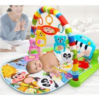 Spielmatte für Babys, Krabbeldecke mit Spielbogen und Füßchenklavier, Baby Spieldecke Babybett Musik-Activity