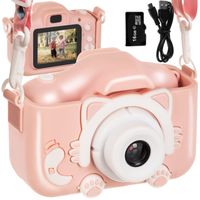 Kinder Kamera Digital Spielzeug 2 Zoll HD-Bildschirm 1080P 16GB 16952, Farbe:Rosa/ pink