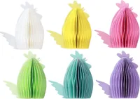 Osterdeko Wabenpapier Hühner Pastellfarben 11×6,5×12cm Tischdeko Set 6St
