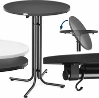 Casaria® Stehtisch Klappbar Outdoor Gastro Bistrotisch 2x Haken Ø 70 cm Rund Witterungsbeständig Grau Partytisch pulverbeschichtet Metall MDF