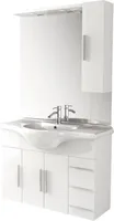 Badmöbel-Set Baden Haus Aida BxHxT 105 x 173 x 50 cm Frontfarbe weiß hochglanz mit Waschtisch Keramik weiß und Unterschrank Spiegel