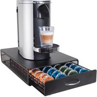 GADGY® Vertuo Kapselhalter für Nespresso - Kaffekapseln Aufbewahrung mit Schublade - Halter für 40 Kaffee Kapseln - Anti-Rutsch-Füße - Schwarzer Metall