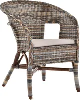 KRINES HOME Rattan-Sessel / Stapelsessel Bella aus Natur-Rattan (Mehrfarbig, mit Polster)