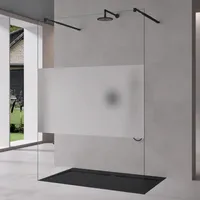 Mai & Mai Duschwand Duschabtrennung 2 Schwarze Haltestange für Walk-In Dusche110cm 10mm Klarglas ESG-Sicherheitsglas mit Nanobeschichtung Bremen02MS+2