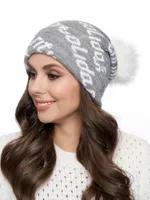 MARHATTER dámska čiapka s bambulou pletená zimná čiapka dámska čiapka bobble (sivá)