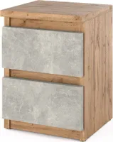 STIV Möbel | Nachttisch - Nachttisch mit 2 Schubladen - Eiche Wotan / Beton, H 40cm B 30cm T 30cm