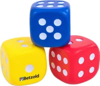 Betzold, Schaumstoffwürfel, 3 Augenwürfel, rot, blau, gelb, Kinder, Softwürfel