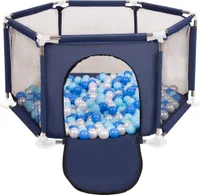 Selonis Šesťhranná ohrádka so 100 loptičkami Ohrádka pre deti, modrá:babyblue/blue/pearl