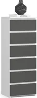 Kommode AKORD CL6 Weiß 40 cm 6 Schubladen Front Graphitgrau B40 x H109 x T35 cm