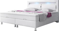Boxspringbett Milano 180x200 Bettkasten Kunstleder Weiss TYP 6 mit integriertem Topper