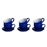 Argon Ta 12 StÃ1/4ck Farbige Cappuccino Tasse und Untertasse Set - Moderne Porzellan Tea & Coffee Cups - 250ml - Navy