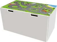 Stadt Möbelfolie | BTD01 | Möbelaufkleber mit Straßen-Motiv | passend für die Kinderzimmer Banktruhe STUVA von IKEA (90 x 50 cm) | Möbel Nicht Inklusive
