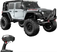 Ferngesteuertes Auto, Massstab 1:10, 2,4 G, 4WD, elektrischer Crawler, wiederaufladbares Gelaendefahrzeug mit LED-Leuchten, Autospielzeug, Geschenke fuer Jungen, Maedchen, Kinder, Silber