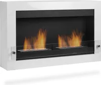 Ethanol Kamin 80 x 50 x 20 weiß mit 2x 1 L Edestahl Ethanolbrenner Feuerstelle