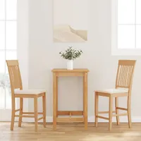 vidaXL Barhocker mit Kissen 2 Stk. Natur Massivholz Gummibaum