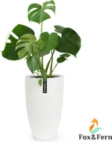 Fox & Fern Blumentopf mit Stopfen, Blumentopf Gross für Innen/Außen, Übertopf UV- & Frostbeständig, Polystone-Blumentöpfe Weiß, Blumentopf 30 cm Durchmesser, Großer Pflanzentopf für Zimmerpflanzen
