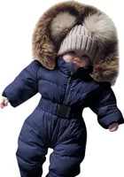 70cm -Baby Winter Overall mit Kapuze Strampler Schneeanzug Daunen-Skianzug Strampler Jungen Mädchen Langarm Jumpsuit Warm Outfits Geschenk Outfits für 0-24 Monate