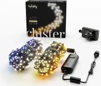 Twinkly Cluster 400 AWW LED, kiść, girlanda, czarny przewód, 6 m, IP44