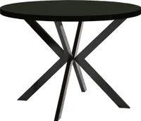 Runder Ausziehbarer Tisch für Esszimmer, ENDO, mit Metallbeinen, Loft-Stil, Industriel, Durchmesser: 90 / 190 cm, Farbe: Schwarz