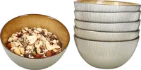 6x Kairo Gold Müslischale 500ml Glas 6 Personen Dessert-Bowl Relief