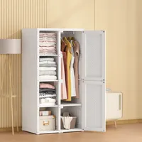 CDGlobal Kleiderschrank mit Kleiderstangen, DIY Baukastensystem, Einlegeböden, tiefe Ausführung,8 Fächer, 6 Türen, 136x69x50cm,weiß