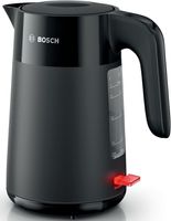 Bosch Wasserkocher TWK2M163 schnurlos 1,7 l 2.400 Watt 360 Grad Anschluß-Sockel Deckelöffnung per Knopfdruck Wasserstandsanzeige Schwarz