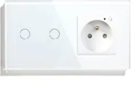 iQtech Millennium SKIM2W, Smartlife smart Wi-Fi 2x Schalter + Steckdose F mit Strommessung, 16 A, weiß