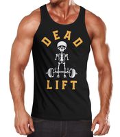 Herren Tanktop Print-Shirt Bedruckt Dead Lift Skelett Totenkopf Bodybuilding Hantel Muscle Shirt Achselshirt Moonworks® schwarz-rot 3XL