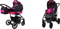 BabyLux® Largo | 2in1 Kinderwagen Bambimo | Black Magenta | Kombikinderwagen | Kinderwagenset | Bugg