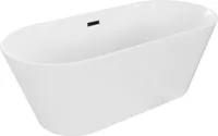 Mexen Flavia freistehende Badewanne 160 x 75 cm, weiß, schwarzer Überlauf - 54031608000-70