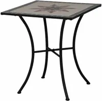 Siena Garden Stella Tisch 64x64x71 cm Gestellaus Stahl in matt schwarz, Tischplatte aus Keramik in Mosaikoptik
