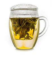Creano Teeglas all in one, Große Teetasse mit Sieb und Deckel aus Glas, 400ml ein idealer Teebereiter
